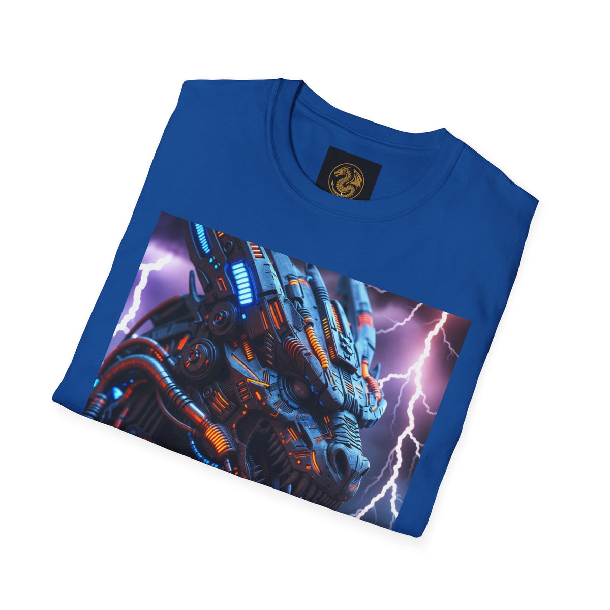 A Cyber Dragon T‑Shirt — Neon Mech Dragon with Lightning Graphic