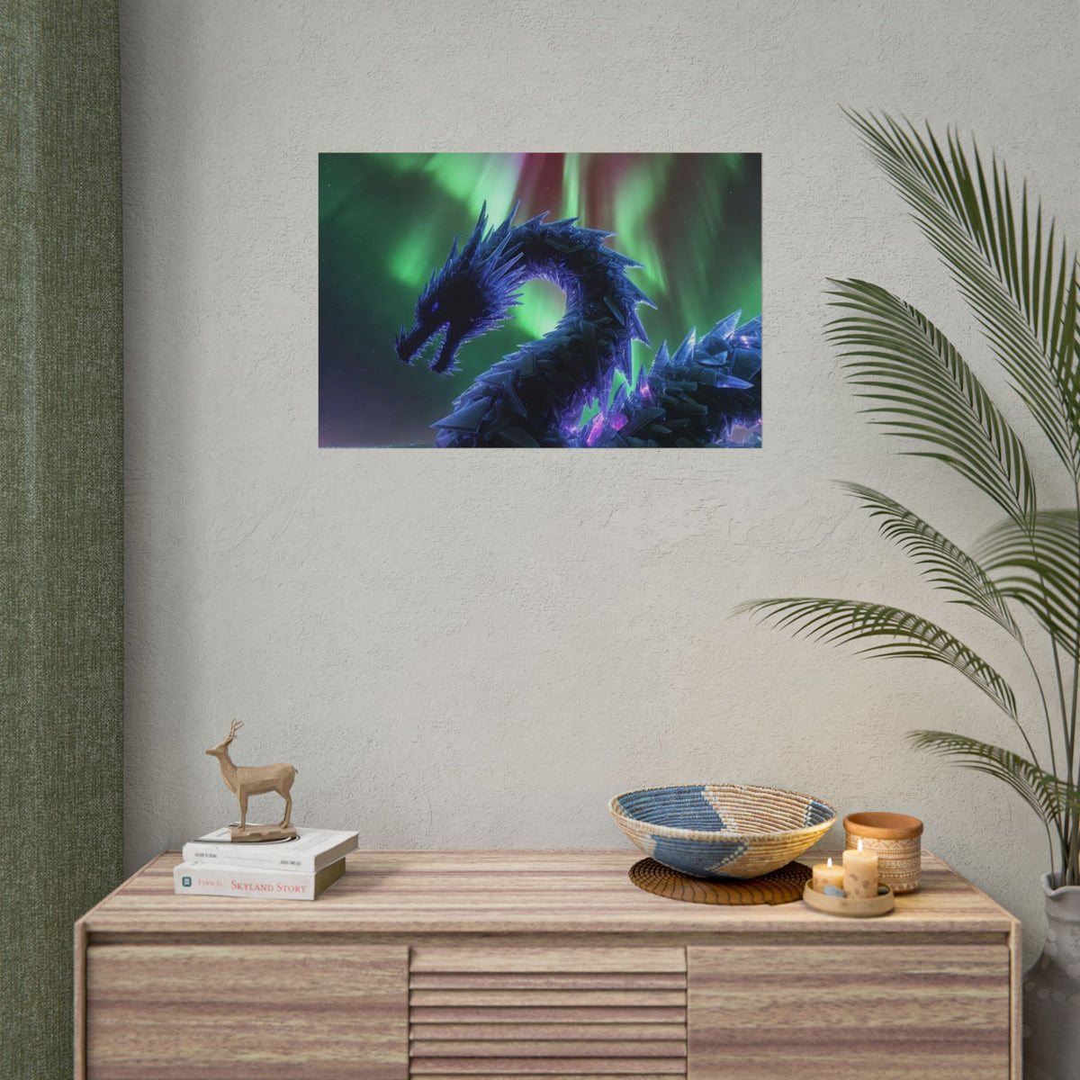 Aurora Crystal Dragon Poster — Fantasy Wall Art Print