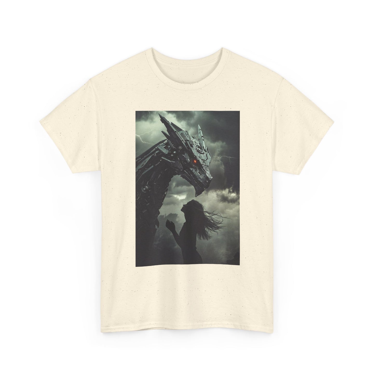 Dragon & Girl Fantasy T-Shirt — Dark Mythical Art Tee