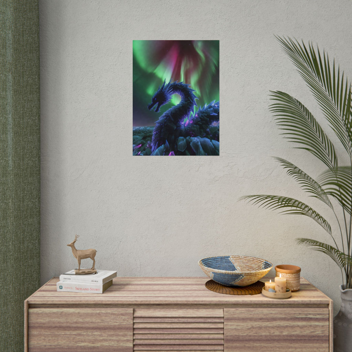Aurora Crystal Dragon Poster — Fantasy Wall Art Print