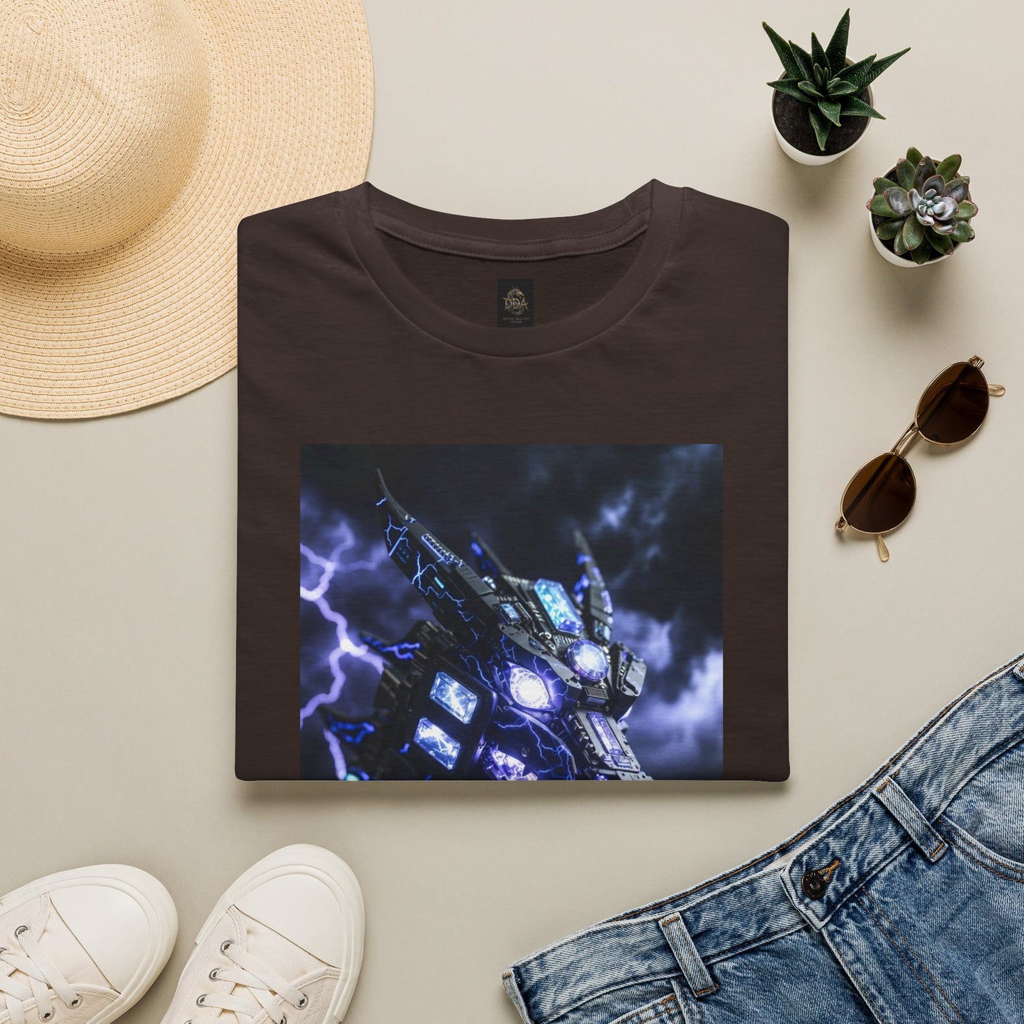 A Dragon Mech Lightning T-Shirt — Cyber Dragon Graphic Tee