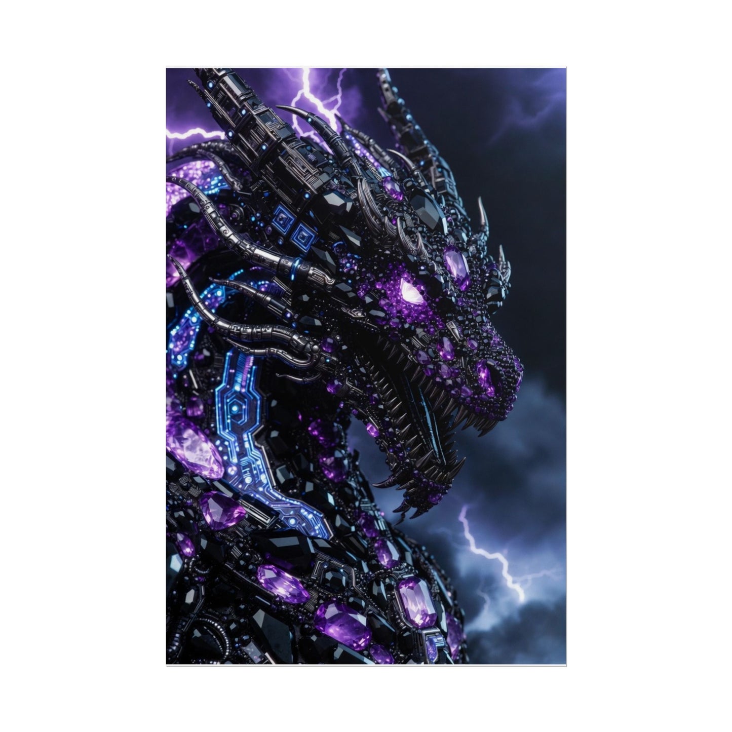 Rolled Poster — Cyberpunk Dragon Storm Art Print
