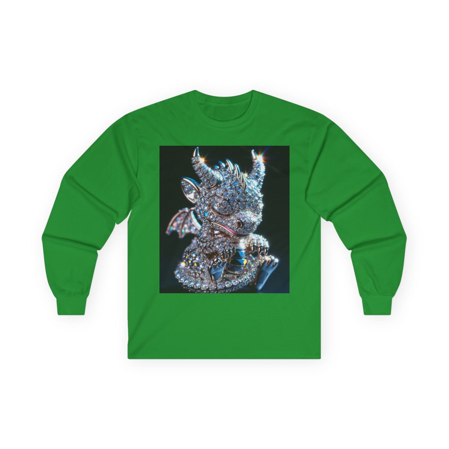 Dragon Head Long Sleeve Tee — Iridescent Fantasy Skull Graphic