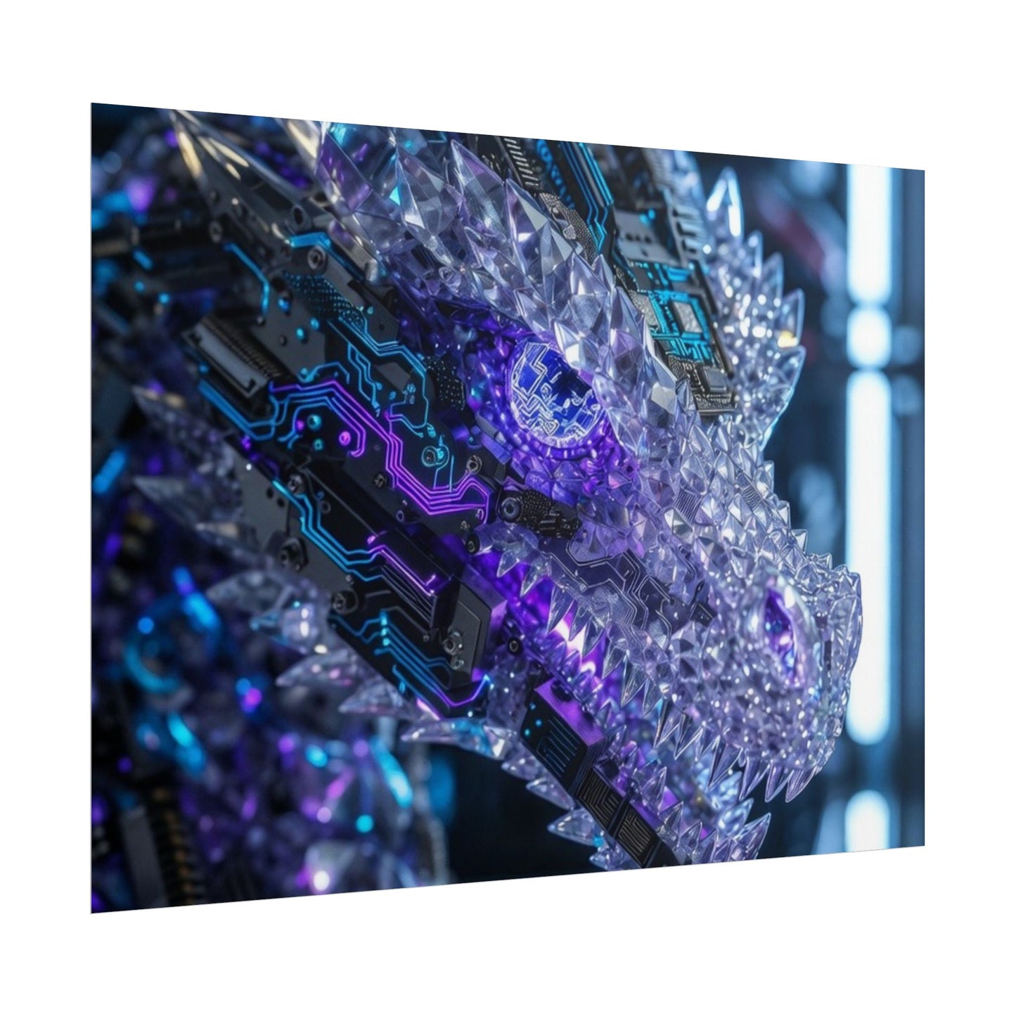 Rolled Poster — Cyber Crystal Dragon Art Print
