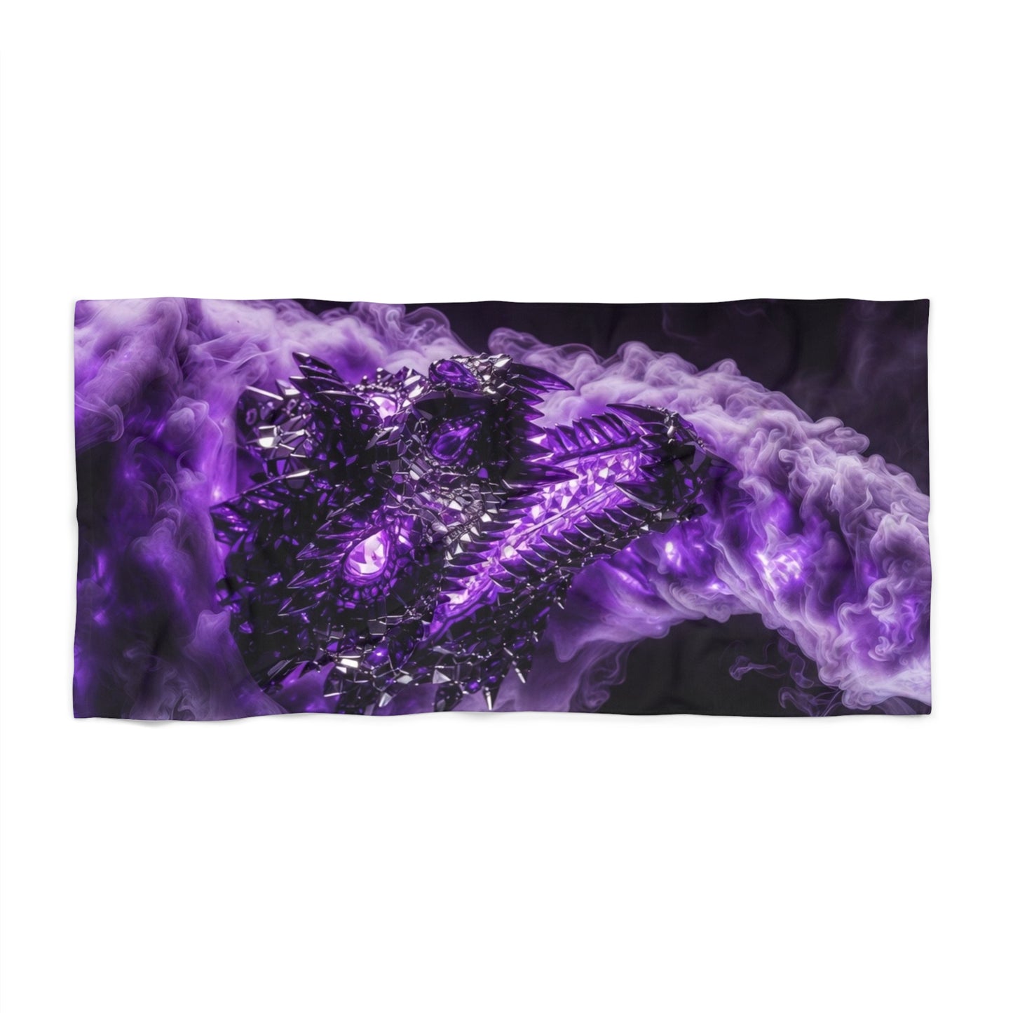 Purple Dragon Skull Beach Towel — Gothic Vaporwave Swim Towel