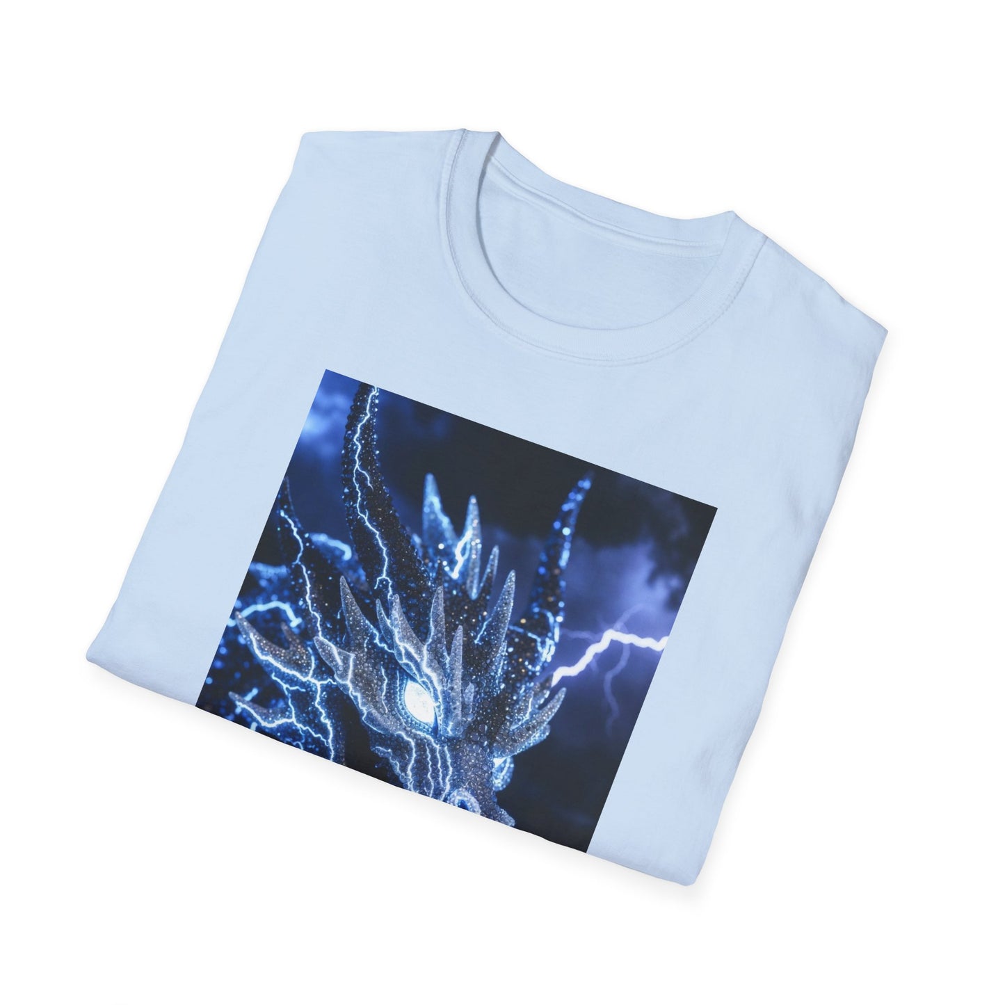 Lightning Dragon T-Shirt — Electric Blue Mythical Dragon Graphic Tee