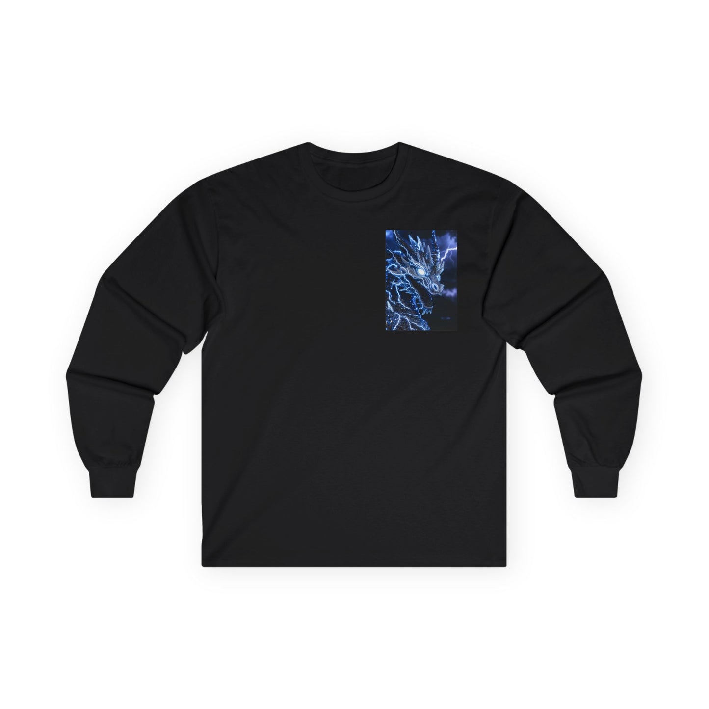 Long Sleeve Tee — Blue Dragon Chest Print