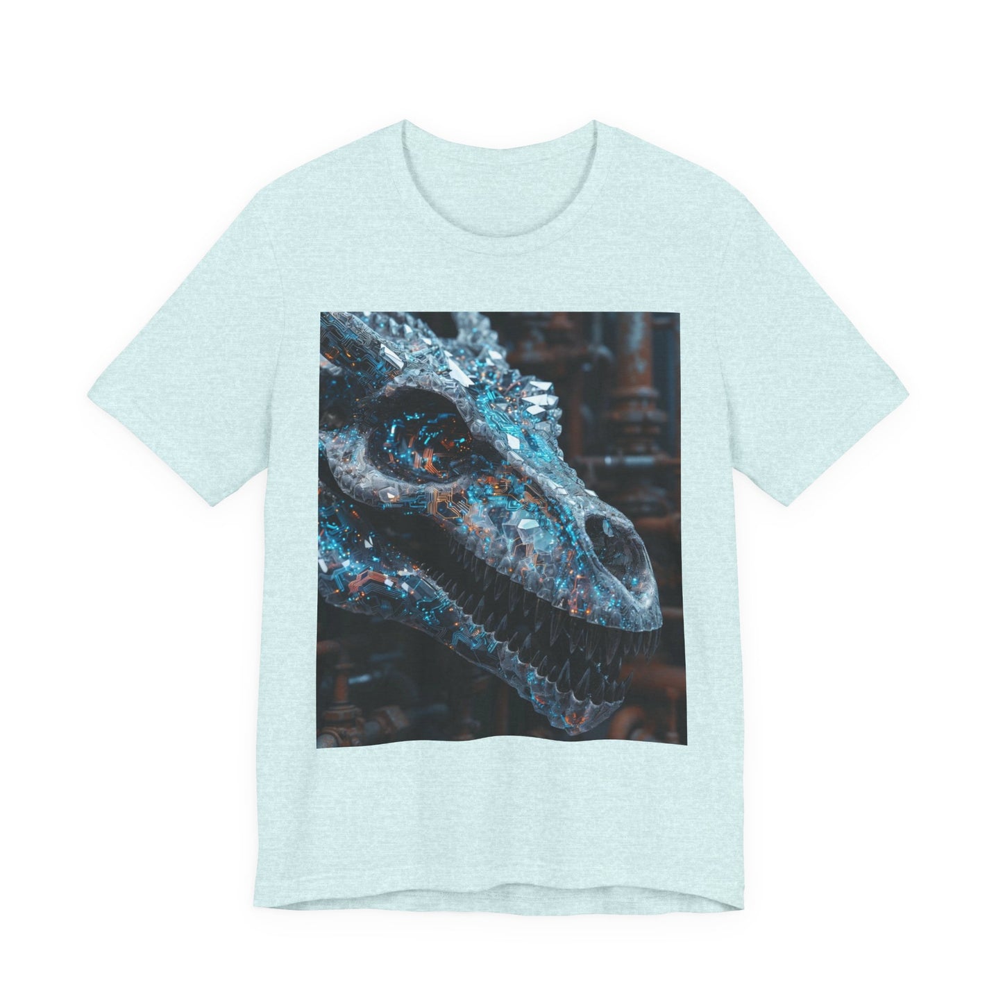 Dragon Skull Graphic Tee — Iridescent Fossil Art T-Shirt
