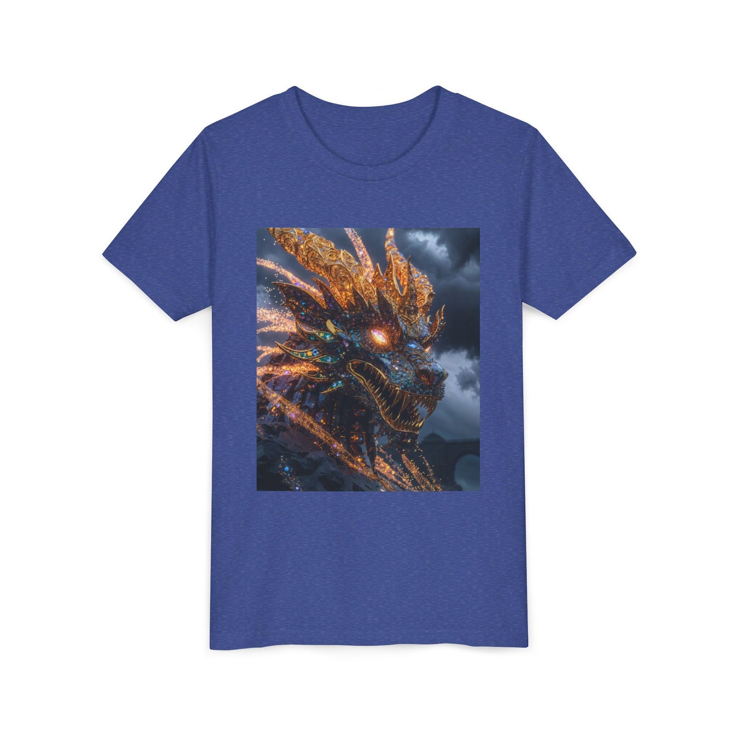 Youth Dragon Tee — Fiery Dragon Head Graphic Kids T‑Shirt