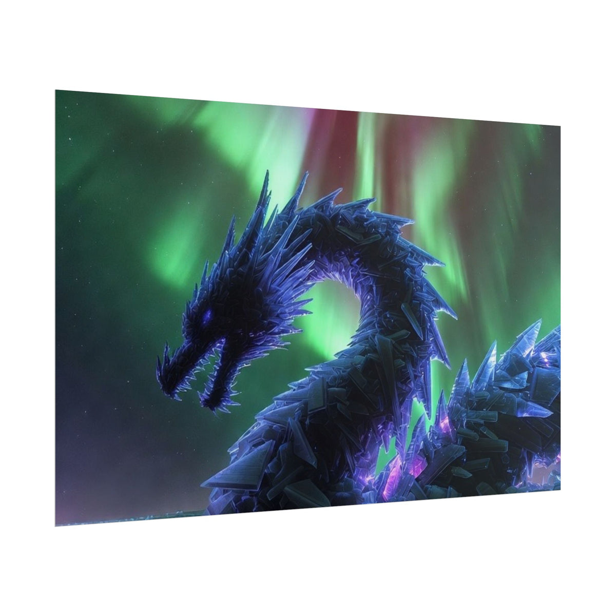 Aurora Crystal Dragon Poster — Fantasy Wall Art Print