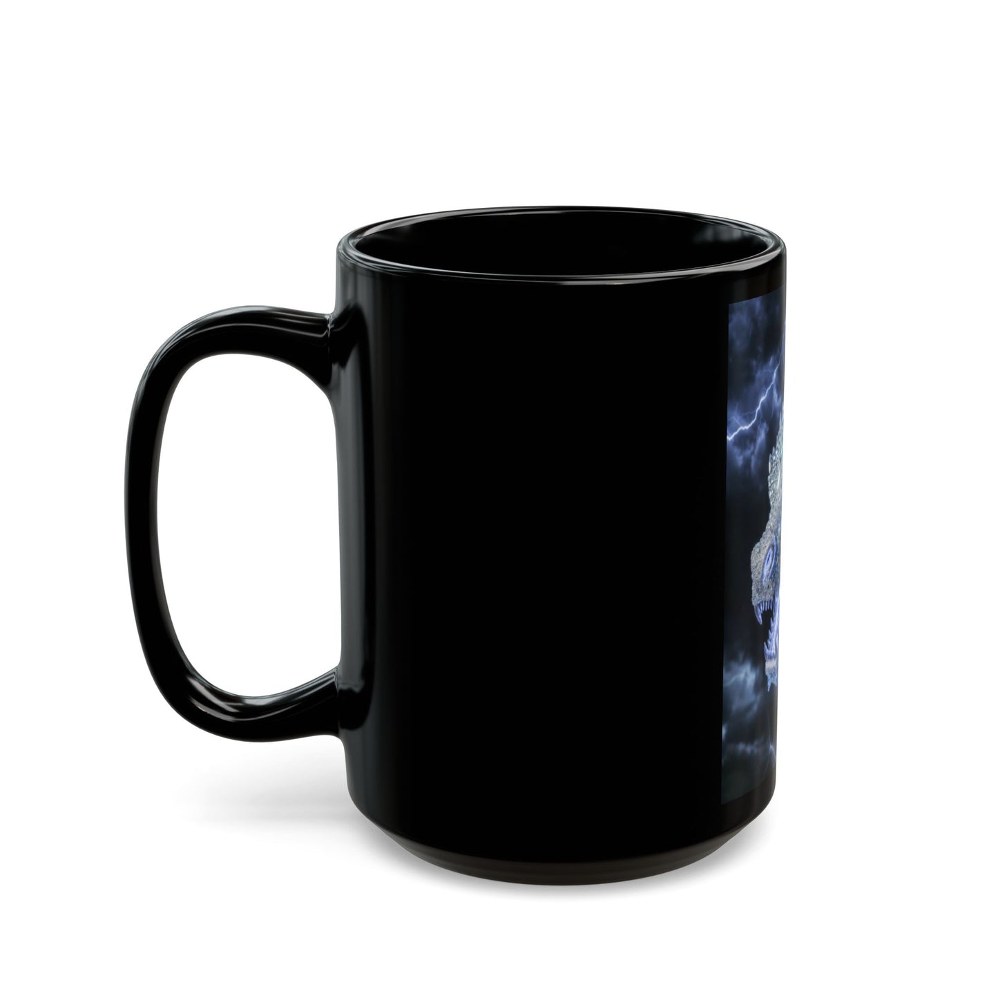 Storm Dragon Black Mug — Electric Blue Fantasy Dragon Coffee Cup (11oz/15oz)