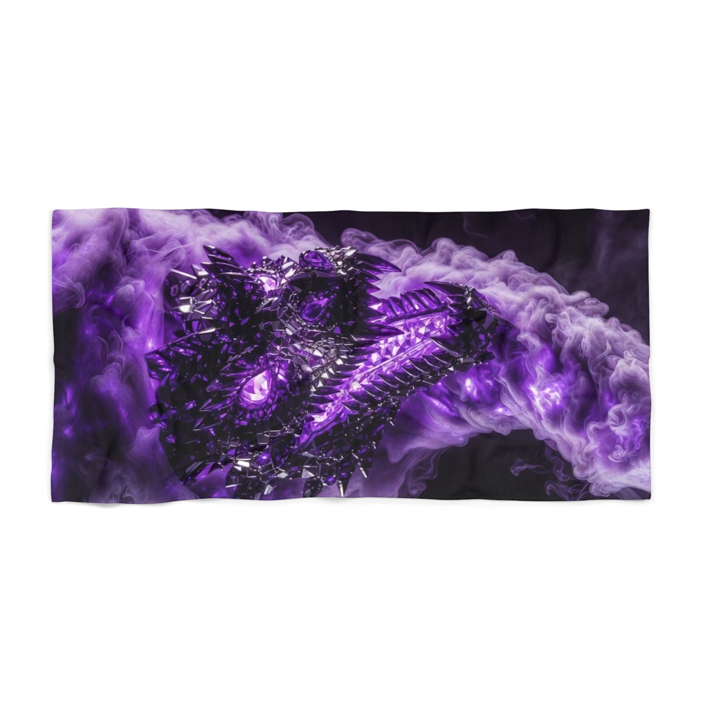 Purple Dragon Skull Beach Towel — Gothic Vaporwave Swim Towel