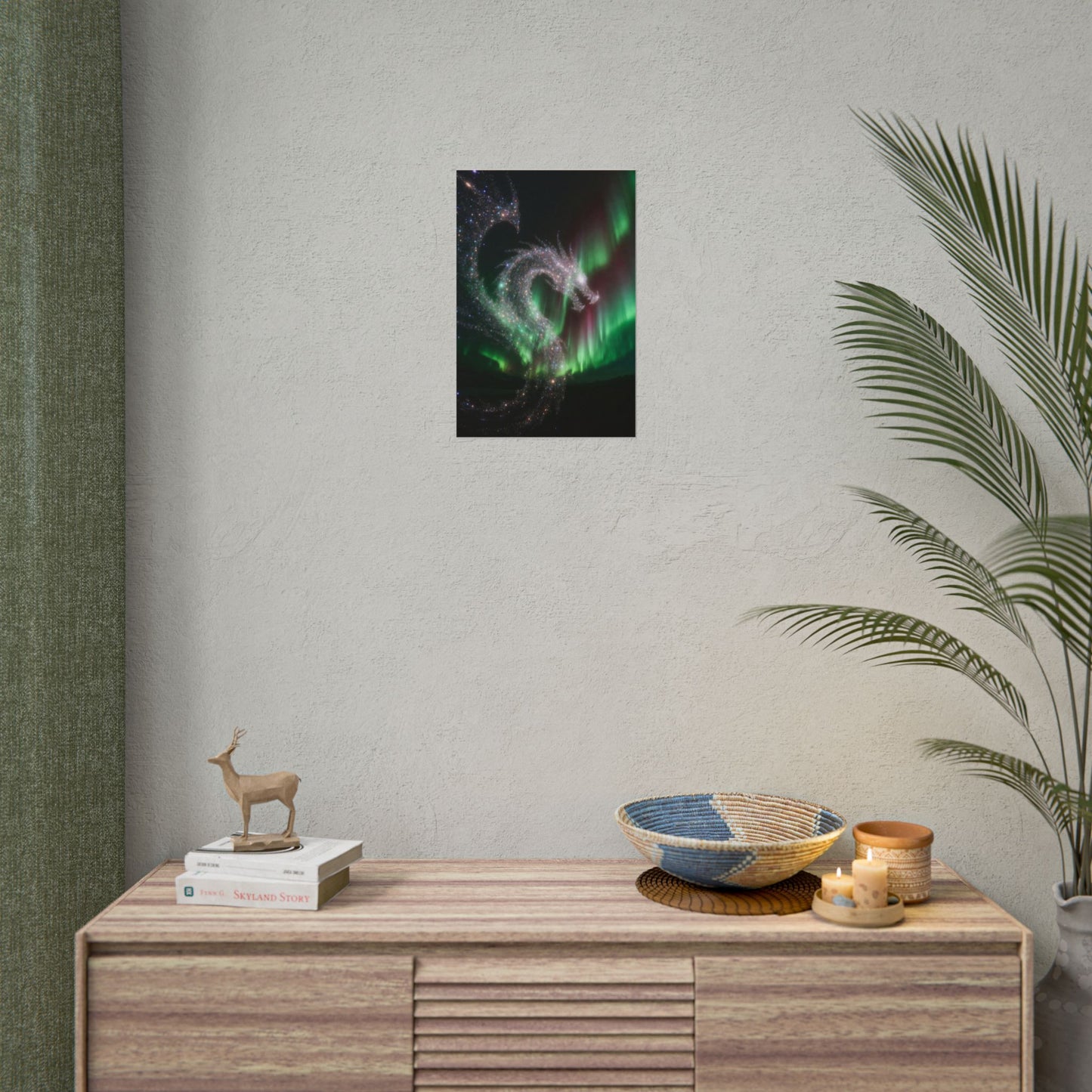Aurora Dragon Poster — Northern Lights Fantasy Art Print