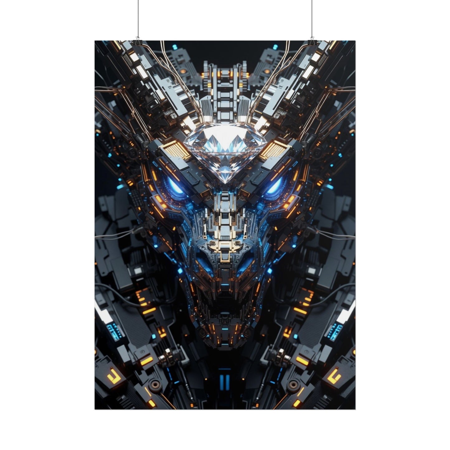 Futuristic Mech Dragon Poster – Cybernetic Robot Art Print