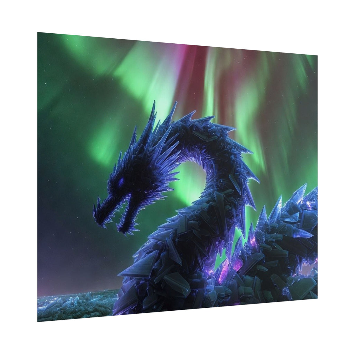 Aurora Crystal Dragon Poster — Fantasy Wall Art Print