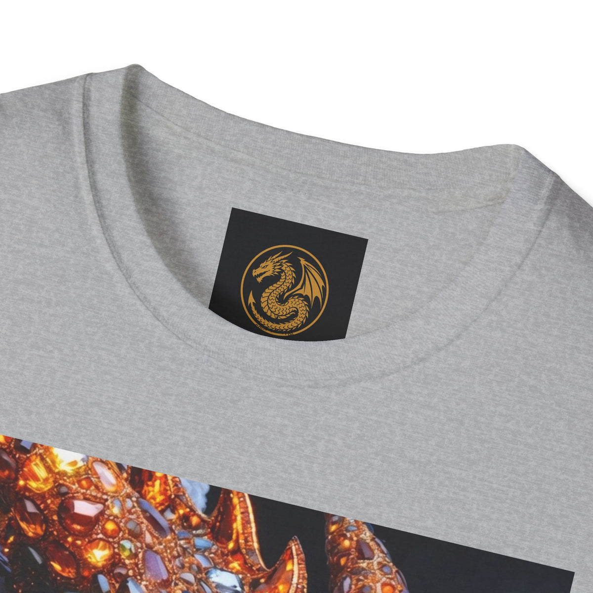 A Gemstone Dragon Head Graphic T-Shirt — Fiery Fantasy Scaly Creature Design