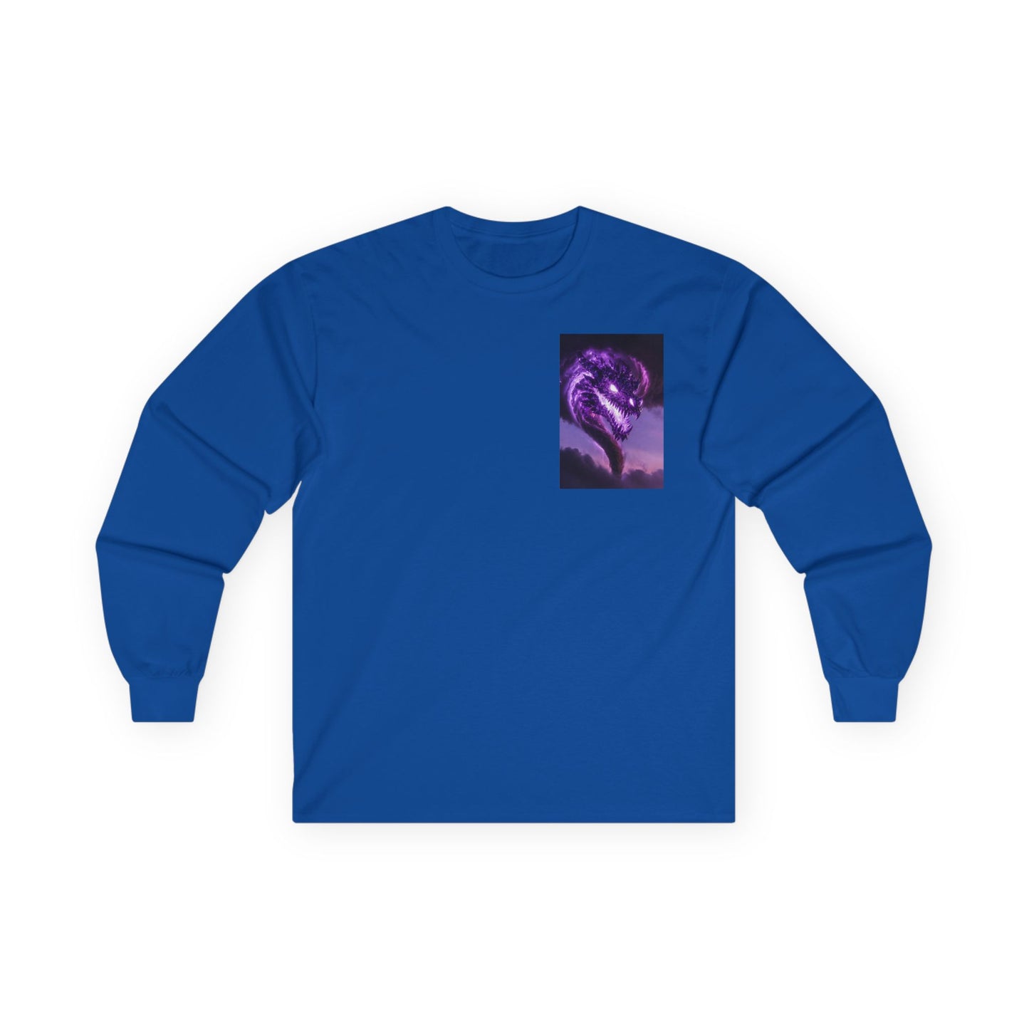 Purple Dragon Chest Graphic Long Sleeve Tee