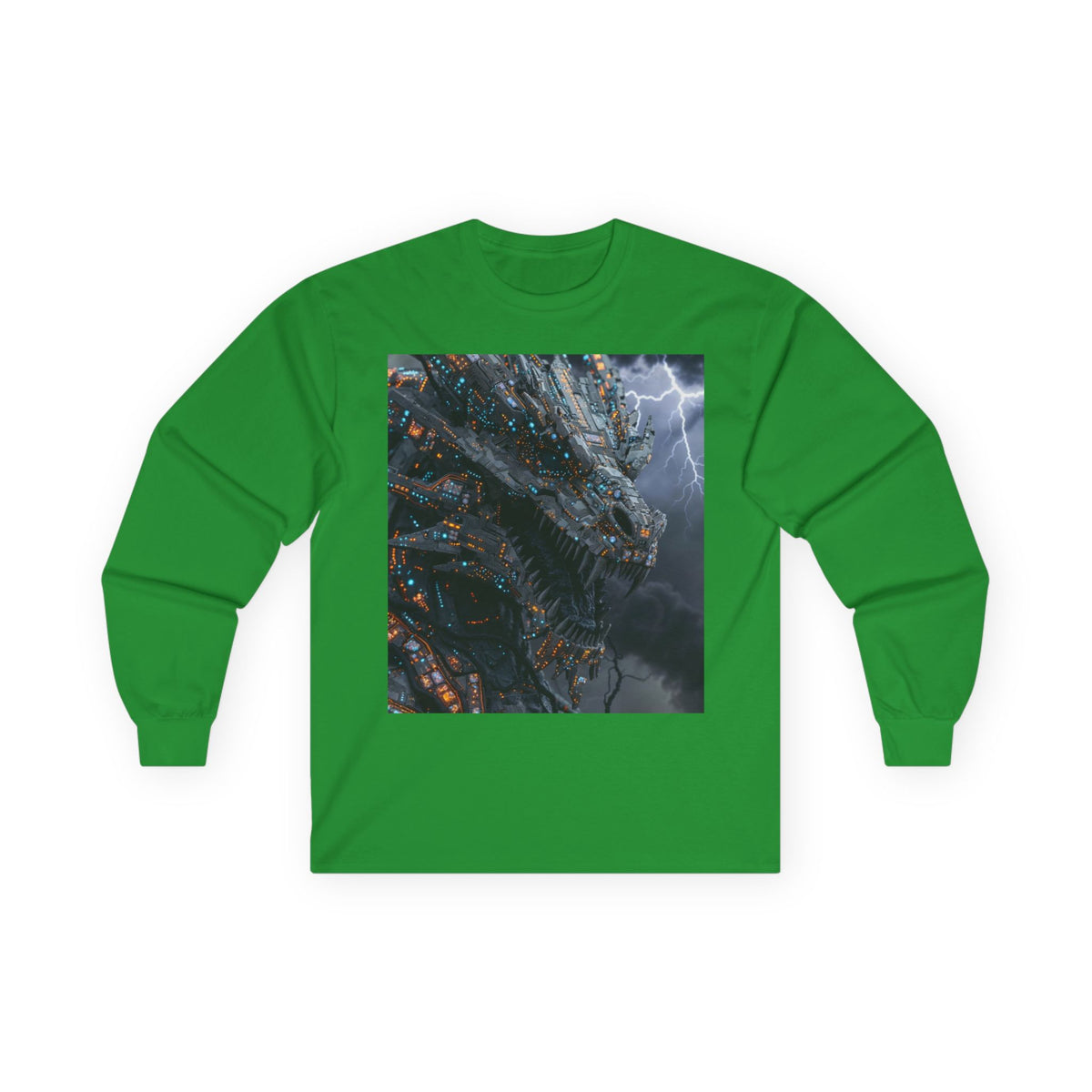 A Long Sleeve Tee — Moody Ocean Cliff Photo Pocket Print