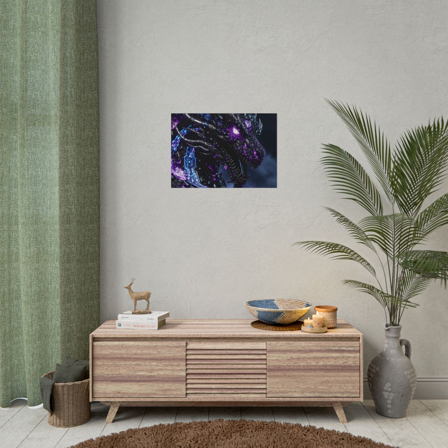 Rolled Poster — Cyberpunk Dragon Storm Art Print