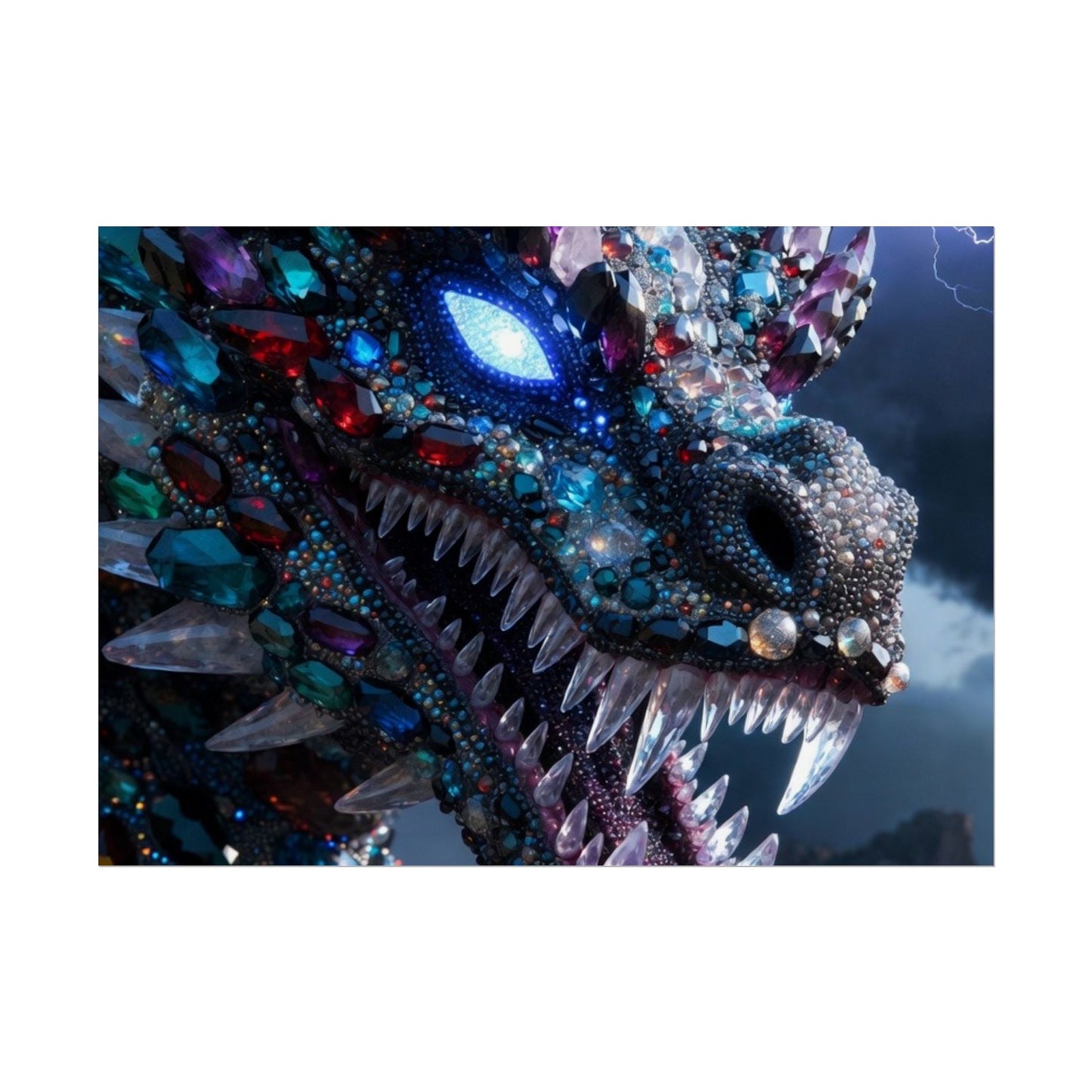 Dragon Crystal Poster — Fantasy Gem-Encrusted Dragon Wall Art (Rolled Poster)