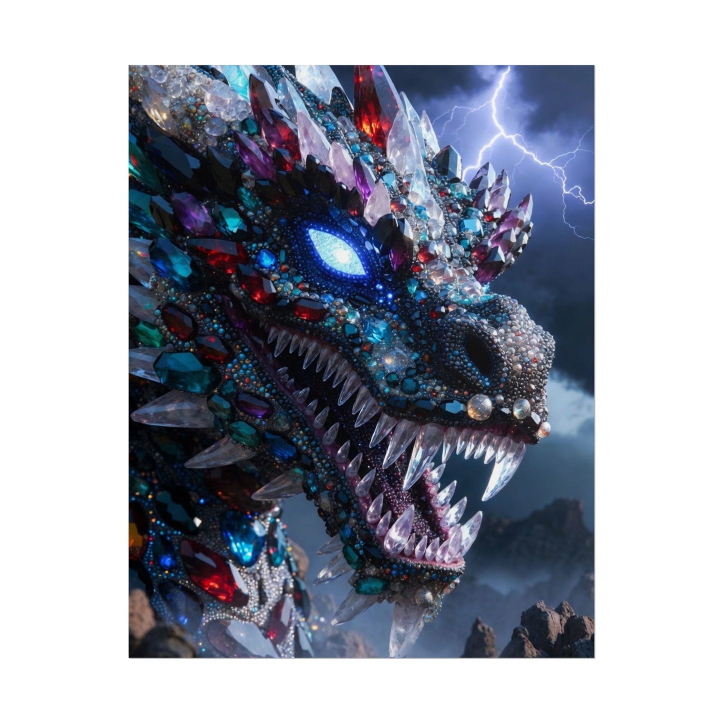 Dragon Crystal Poster — Fantasy Gem-Encrusted Dragon Wall Art (Rolled Poster)
