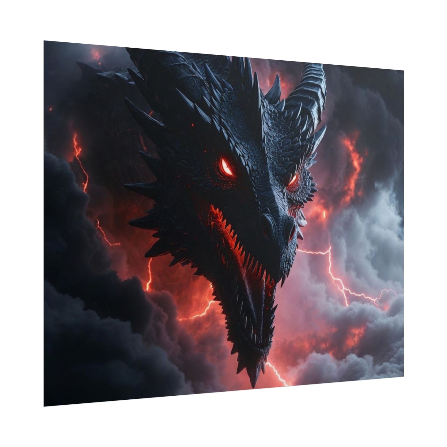 Dragon Storm Rolled Poster — Dark Fantasy Dragon Wall Art