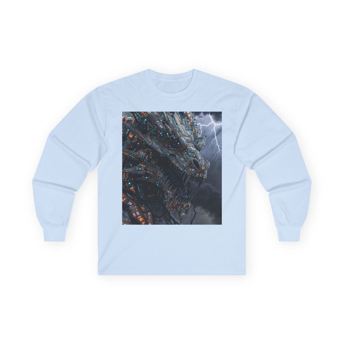 A Long Sleeve Tee — Moody Ocean Cliff Photo Pocket Print