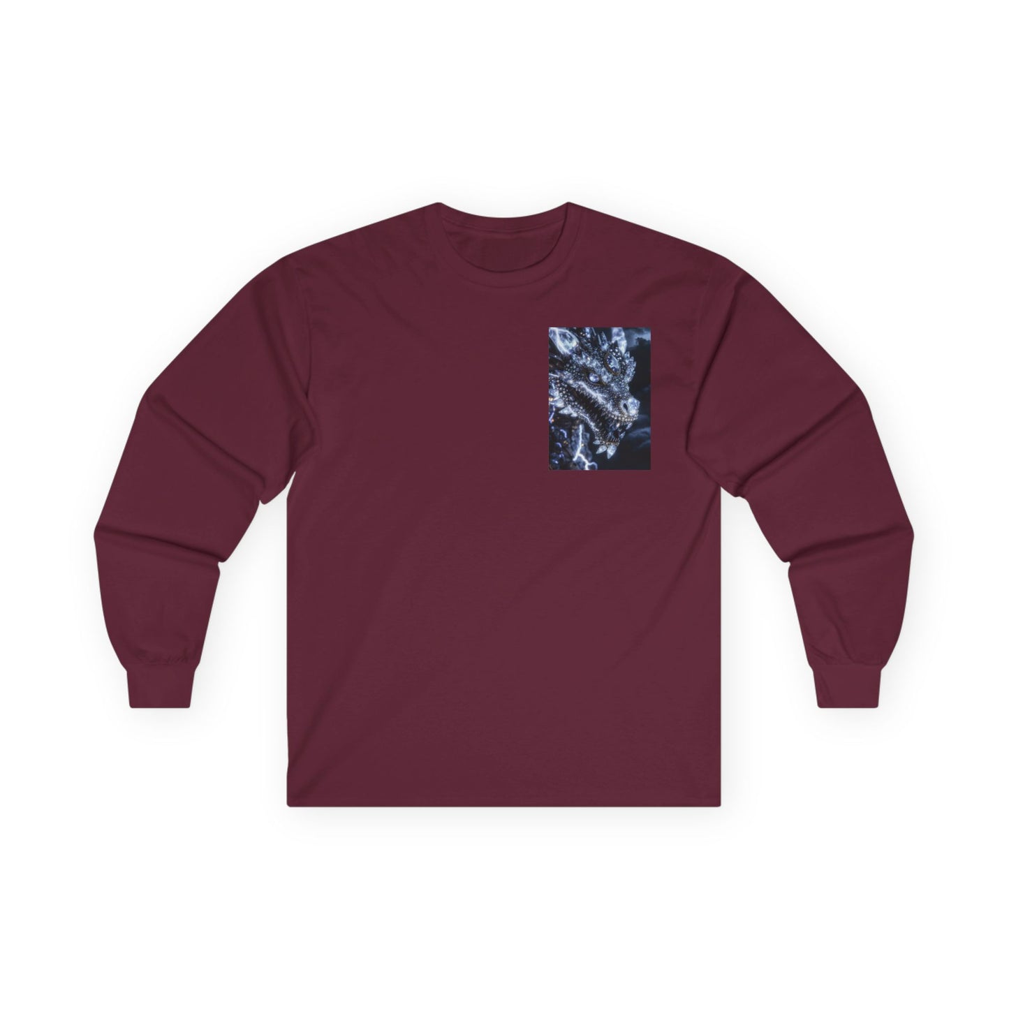 Long Sleeve Tee — Abstract Blue Marble Pocket Art