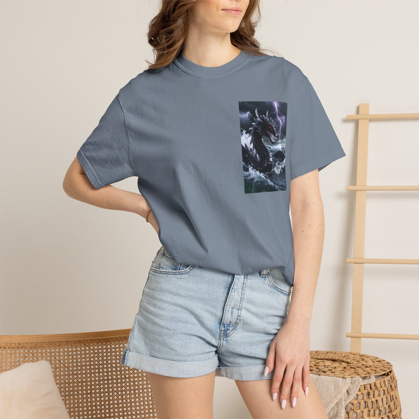 A Dragon Storm Graphic T-Shirt — Dark Fantasy Chest Print