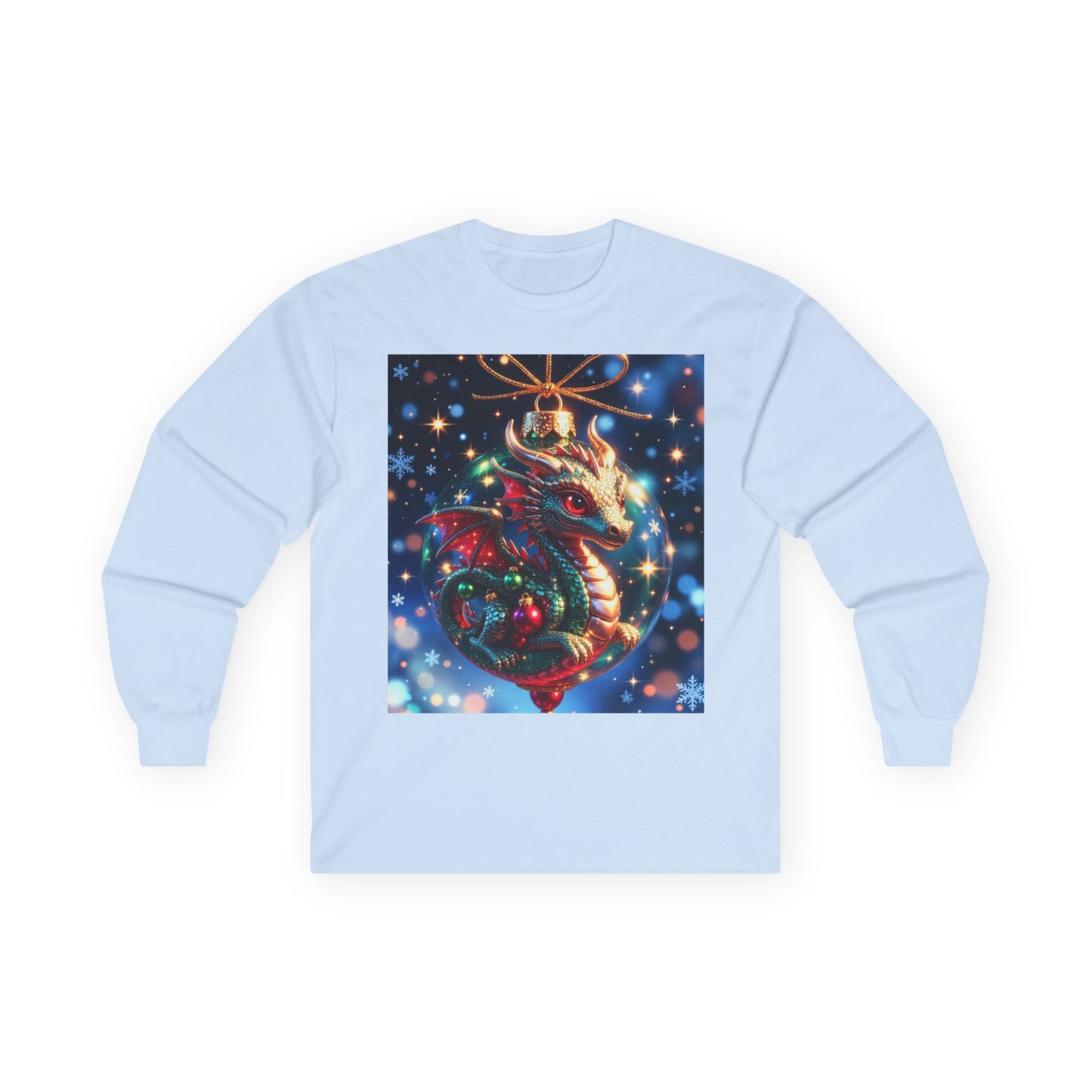 Christmas Dragon Heart Long Sleeve Tee — Festive Fantasy Christmas Dragon Design