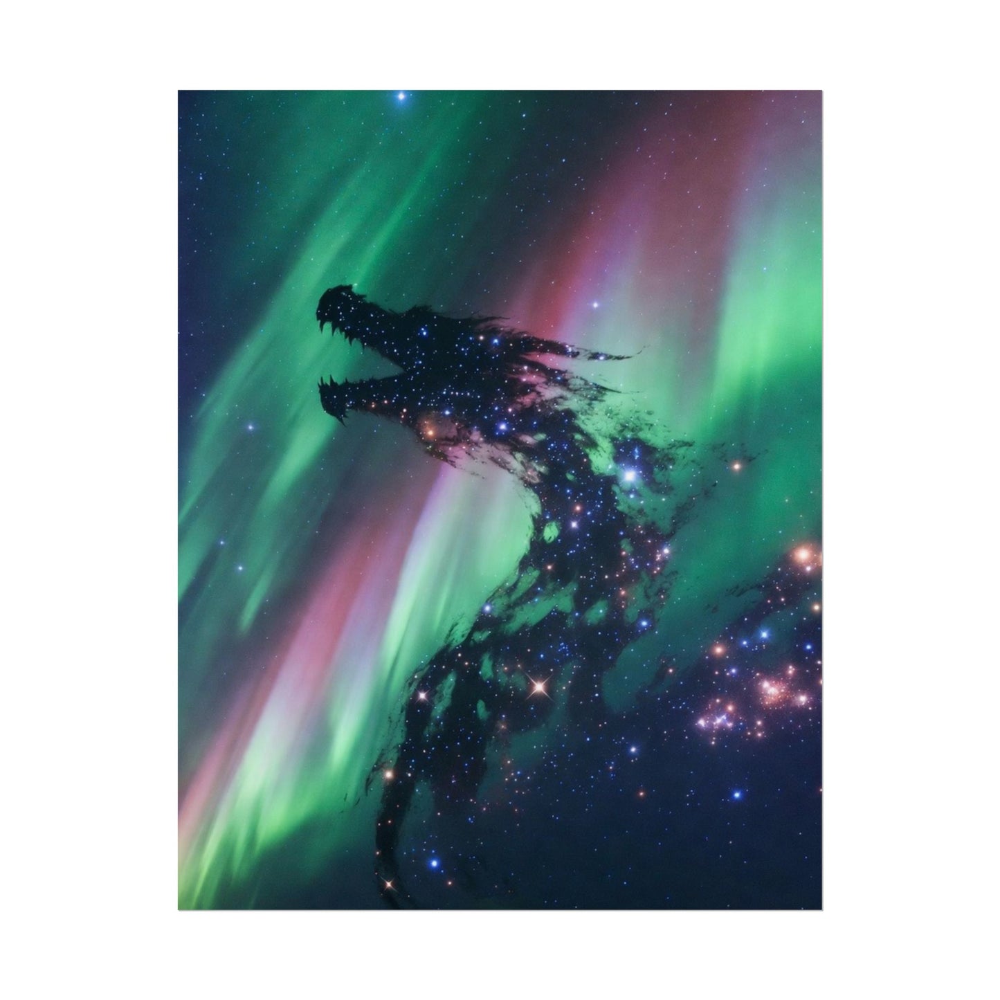 Aurora Dragon Poster — Cosmic Northern Lights Wall Art (Rolled Poster)