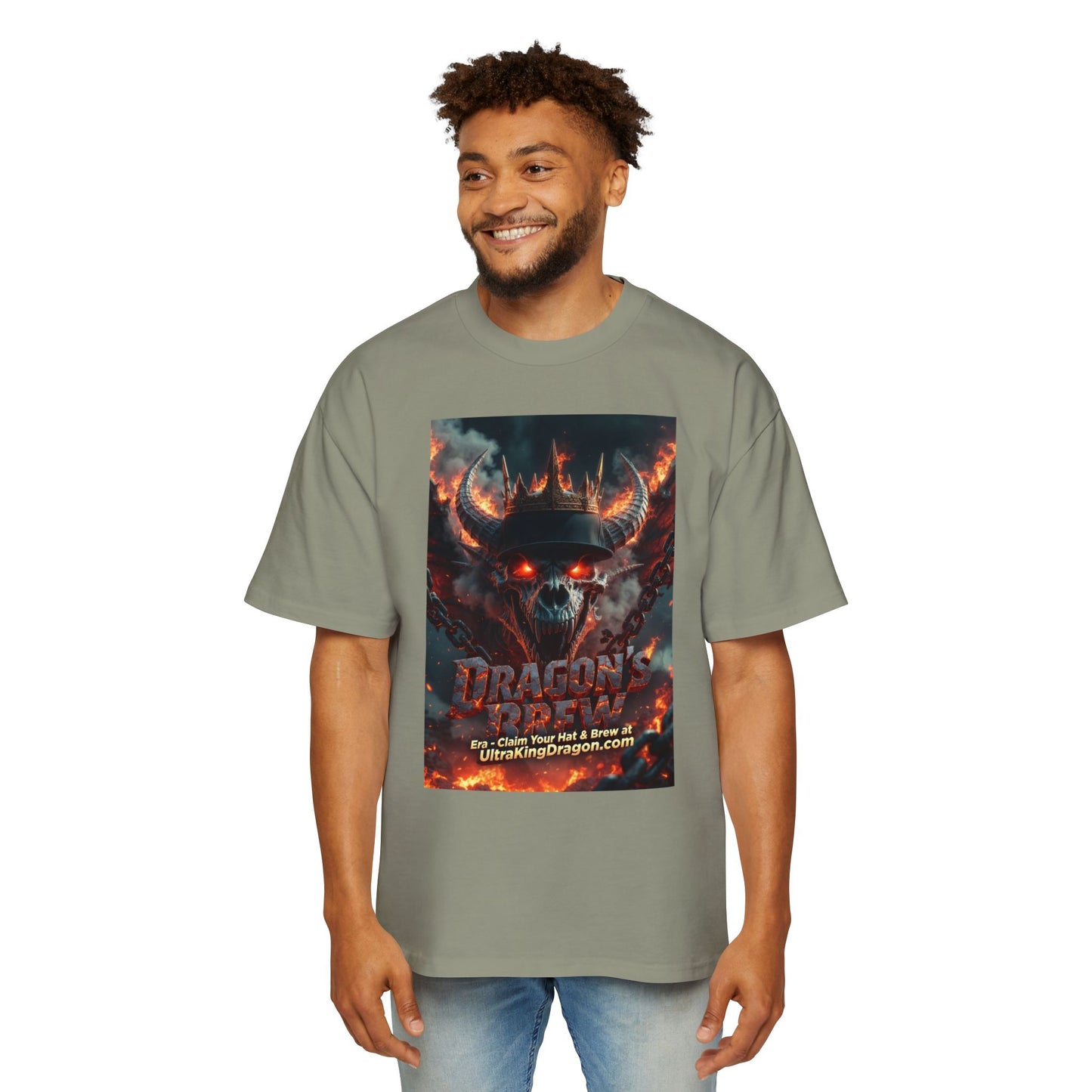 Dragon Skull Graphic Tee — Heavy Oversized Men's Fantasy T-Shirt