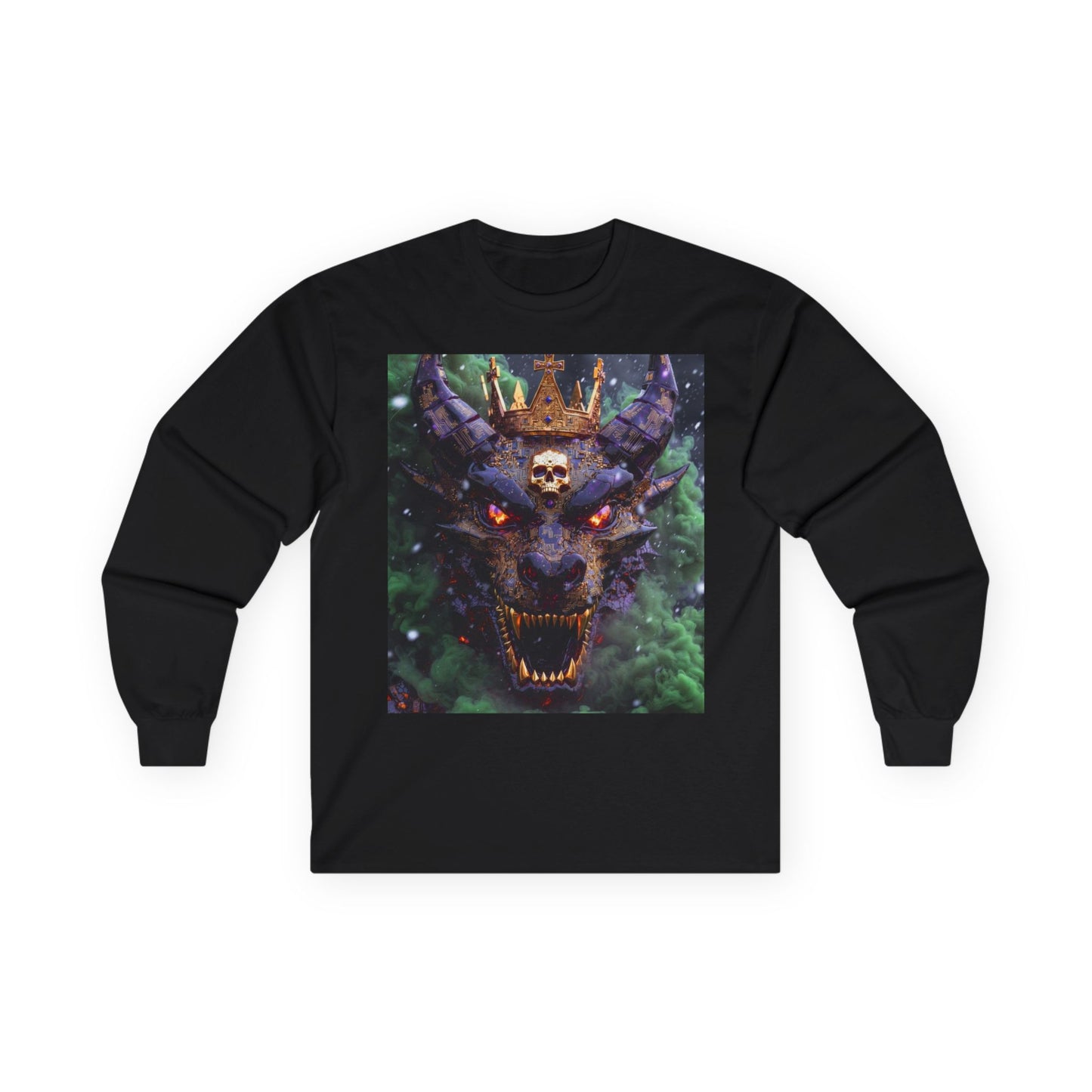 Dragon Demon Skull Long Sleeve Tee — Gothic Fantasy Graphic Shirt