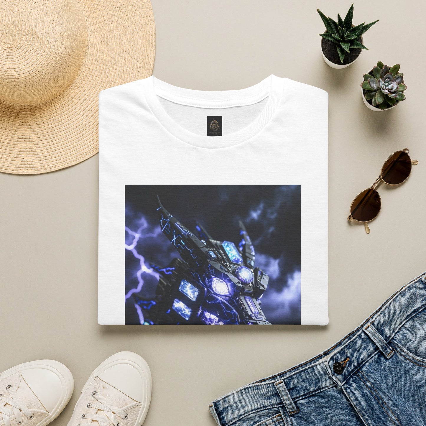 A Dragon Mech Lightning T-Shirt — Cyber Dragon Graphic Tee