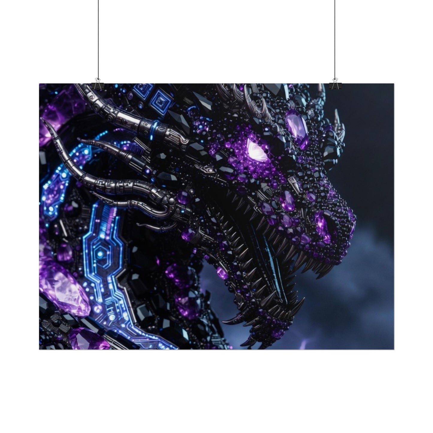 Rolled Poster — Cyberpunk Dragon Storm Art Print