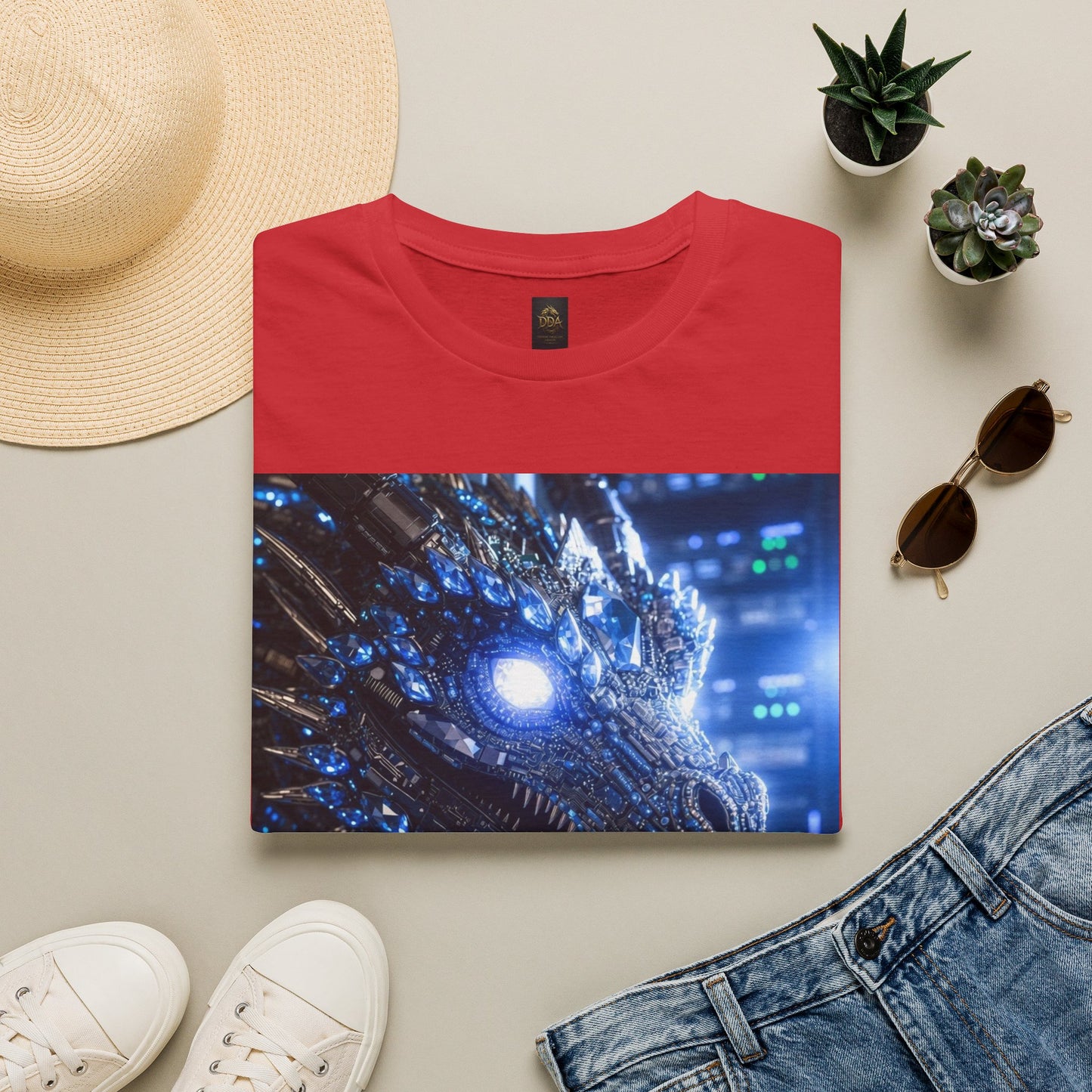 A Cyber Dragon Graphic T-Shirt — Futuristic Neon Dragon Design