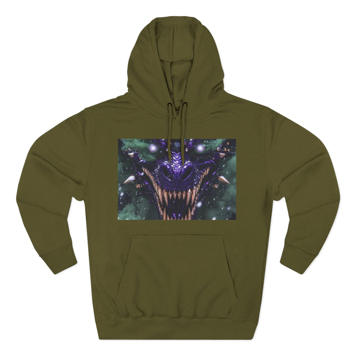 A Mystic Cosmic 🐉 Hoodie — Astral Galaxy Cat Chest Print Fleece Hoodie