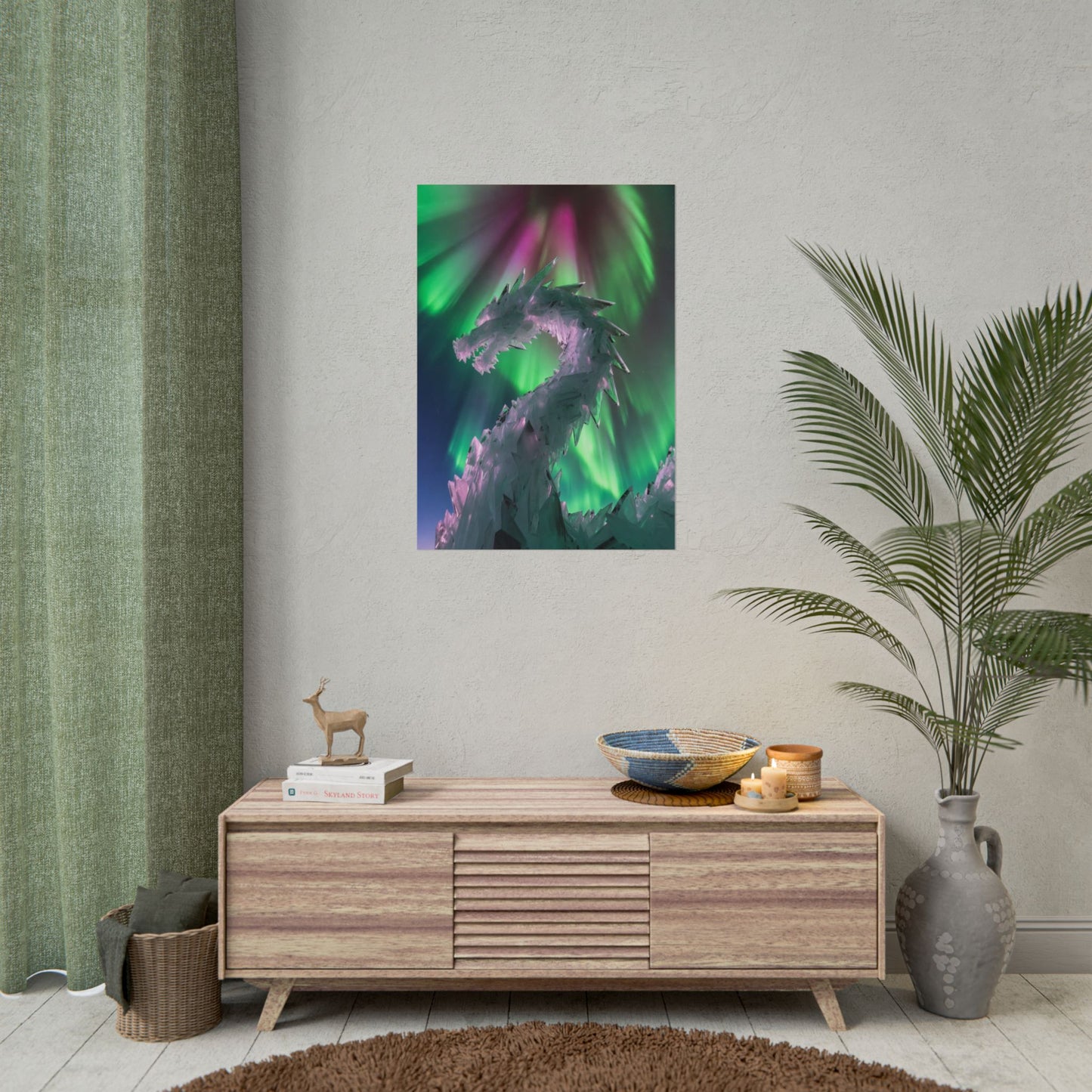 Aurora Ice Dragon Poster — Fantasy Wall Art Rolled Poster