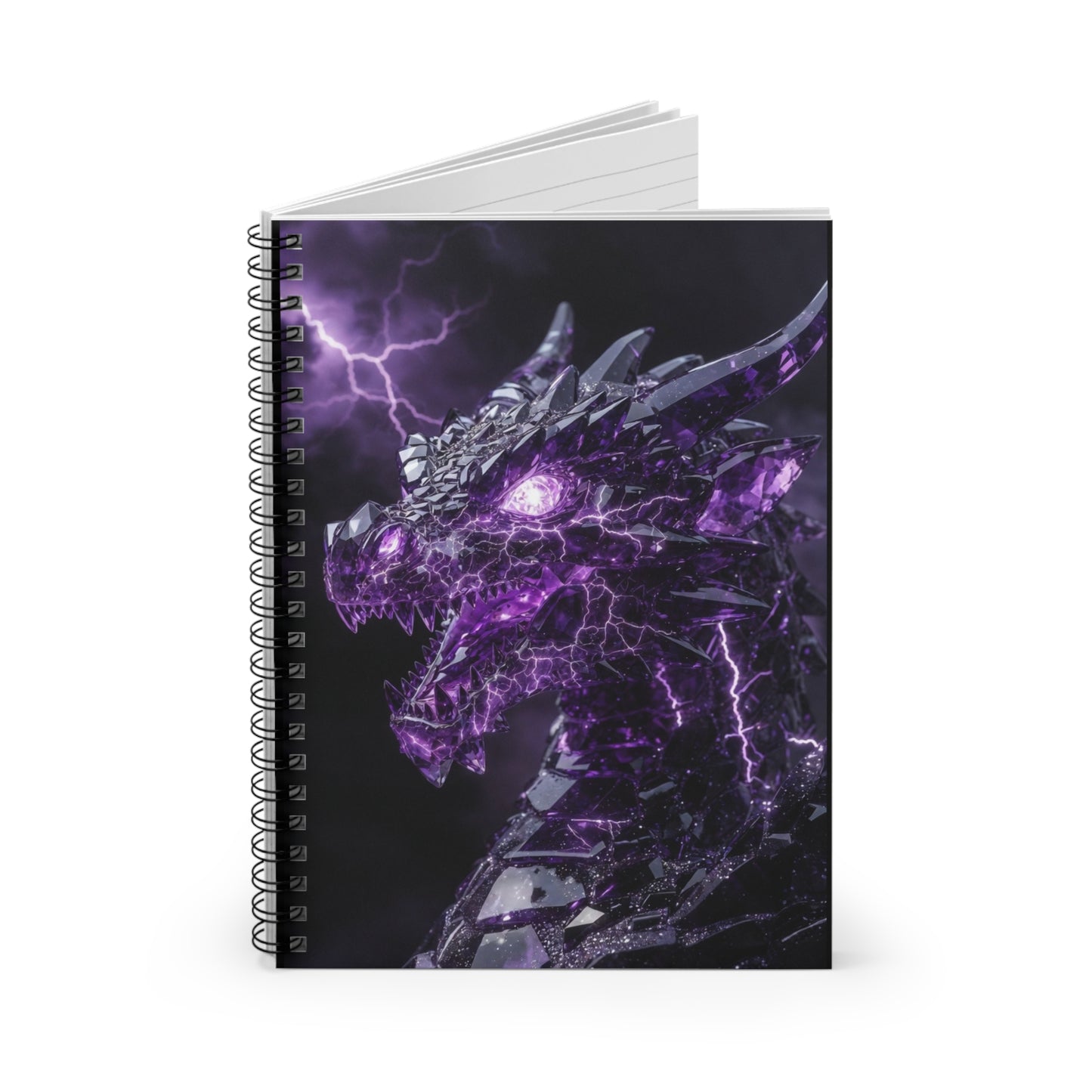 Purple Lightning Dragon Spiral Notebook — Ruled Journal for Fantasy Fans