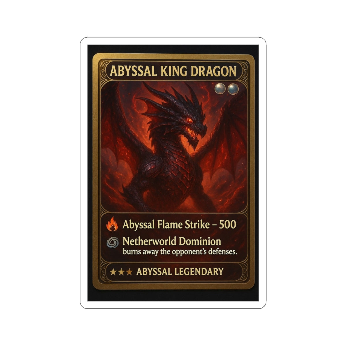 Abyssal King Dragon Trading Card Sticker — Collectible Fantasy Card Kiss-Cut Sticker