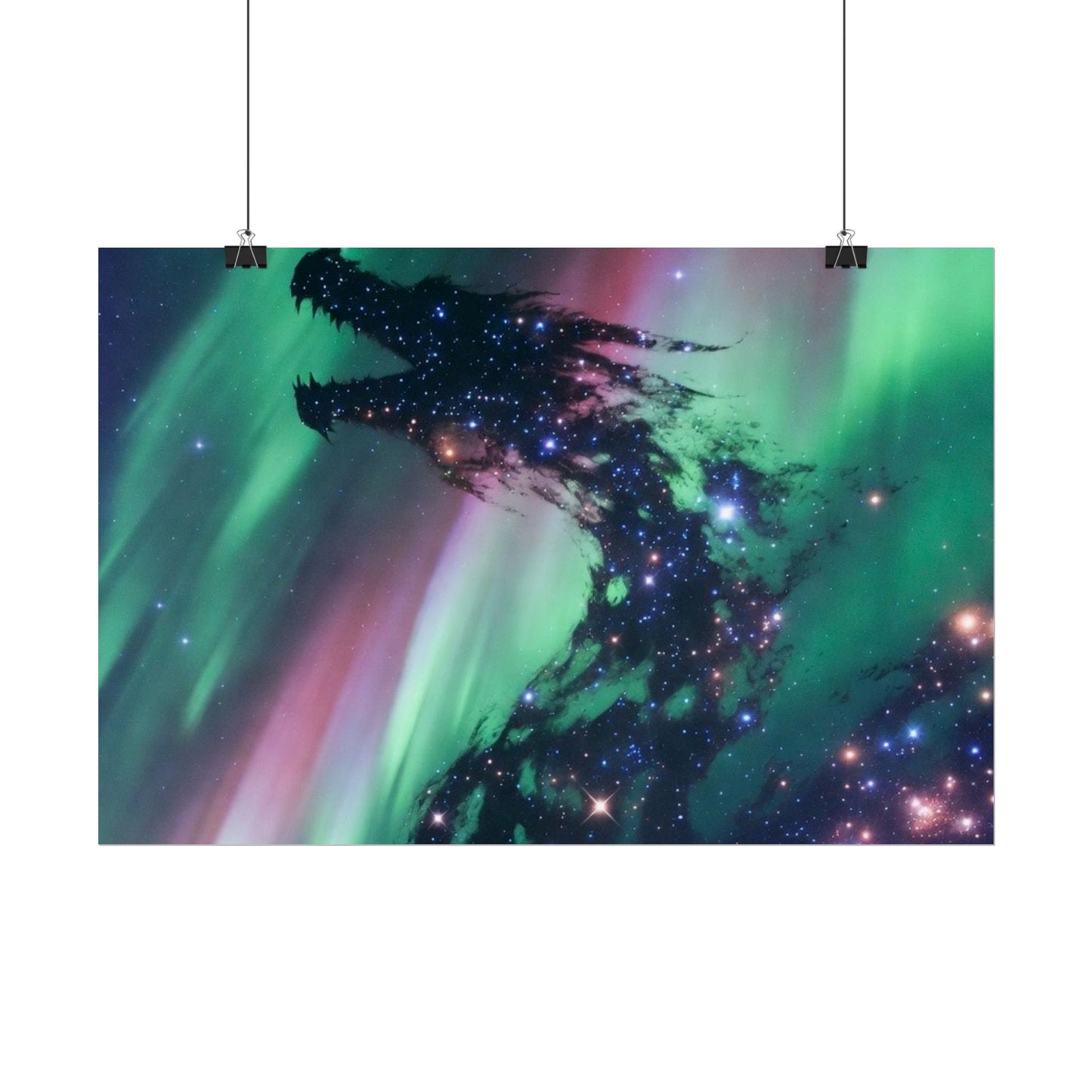 Aurora Dragon Poster — Cosmic Northern Lights Wall Art (Rolled Poster)