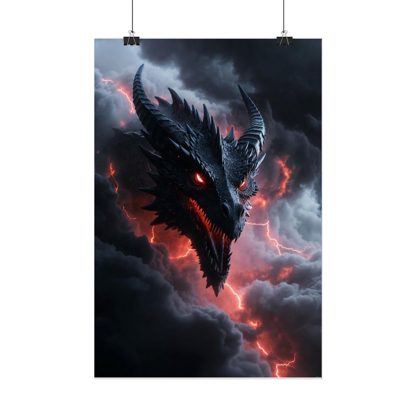 Dragon Storm Rolled Poster — Dark Fantasy Dragon Wall Art