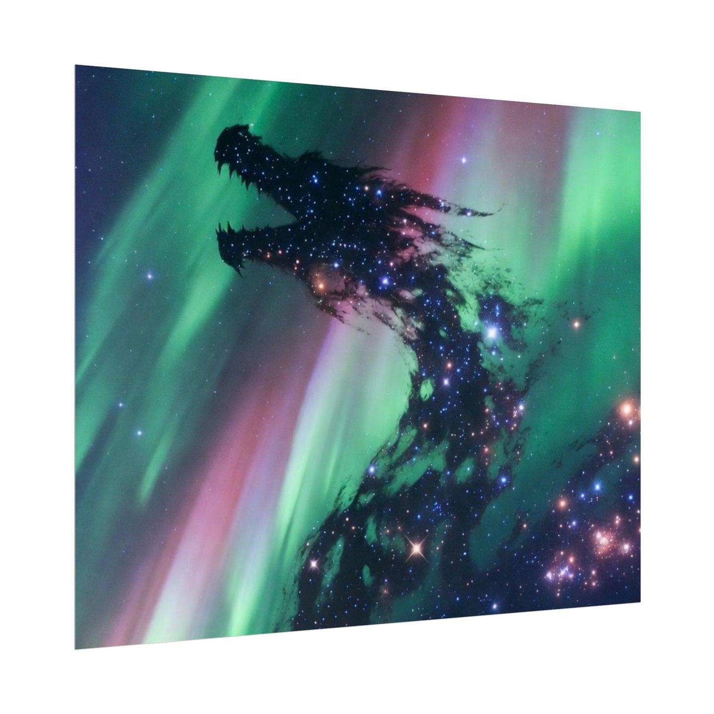Aurora Dragon Poster — Cosmic Northern Lights Wall Art (Rolled Poster)