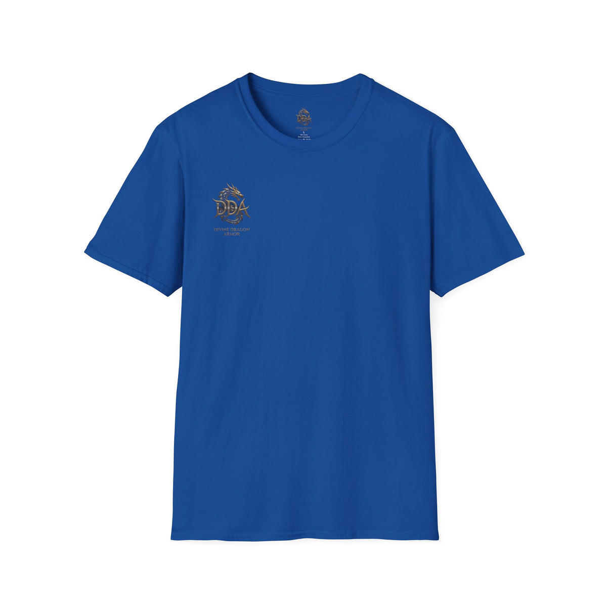DDA DIVINE DRAGON ARMOR T-Shirt — Golden Dragon Emblem Chest Logo, Fantasy Gaming Fan Tee