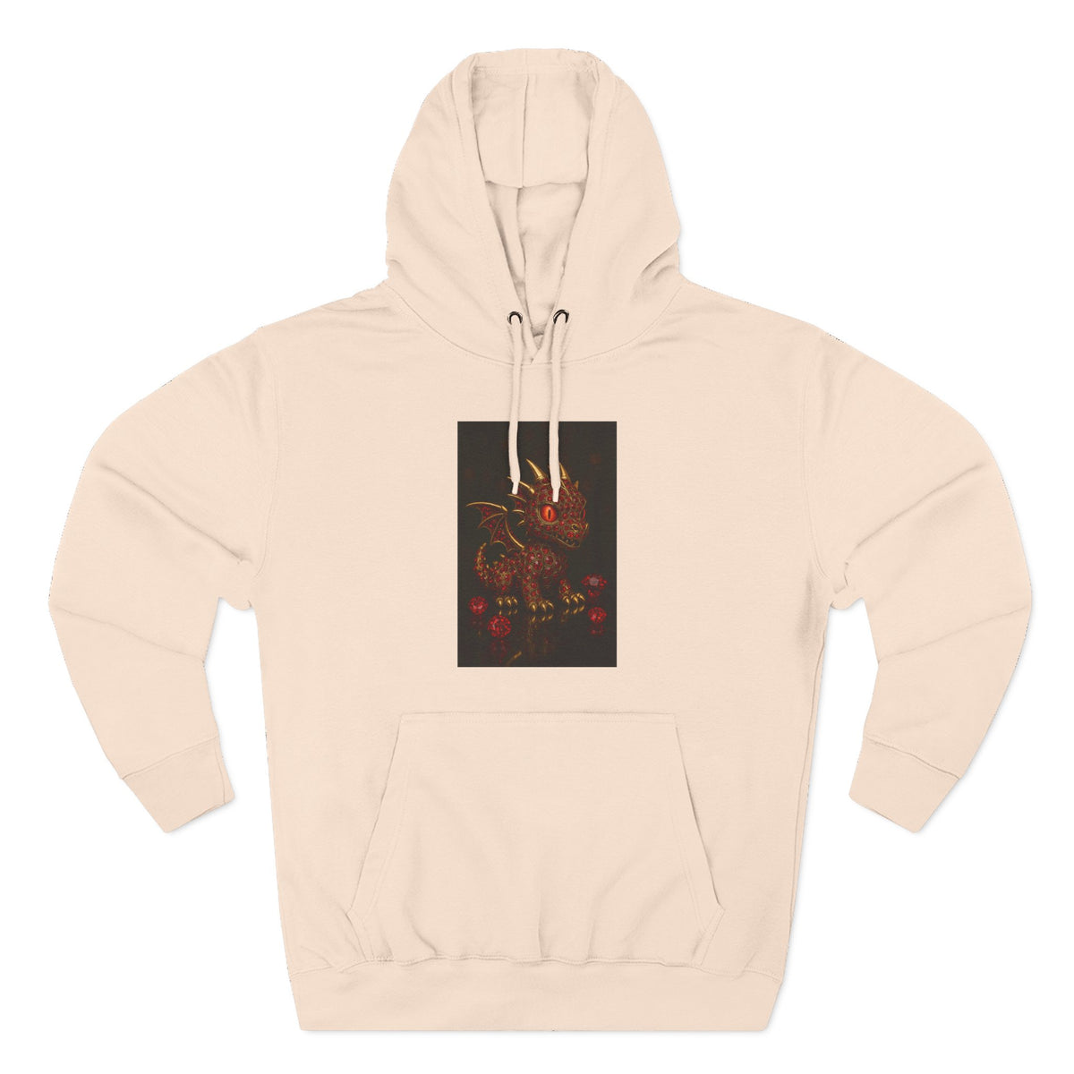 A RUBY RED Dragon Swirl Fleece Hoodie - Three-Panel Design for Fantasy Lovers