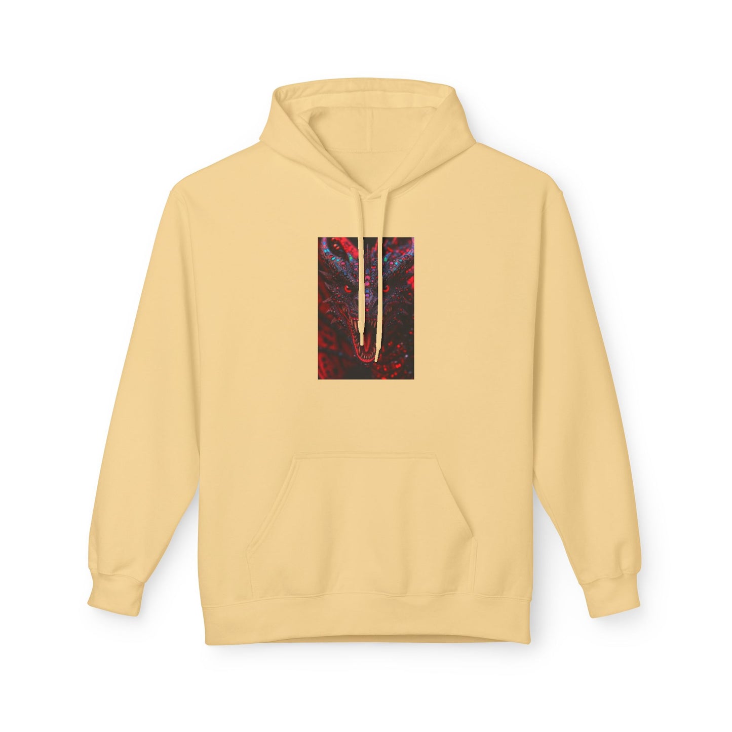 Abstract Red Dragon Marble Hoodie — Minimal Center Art Pullover