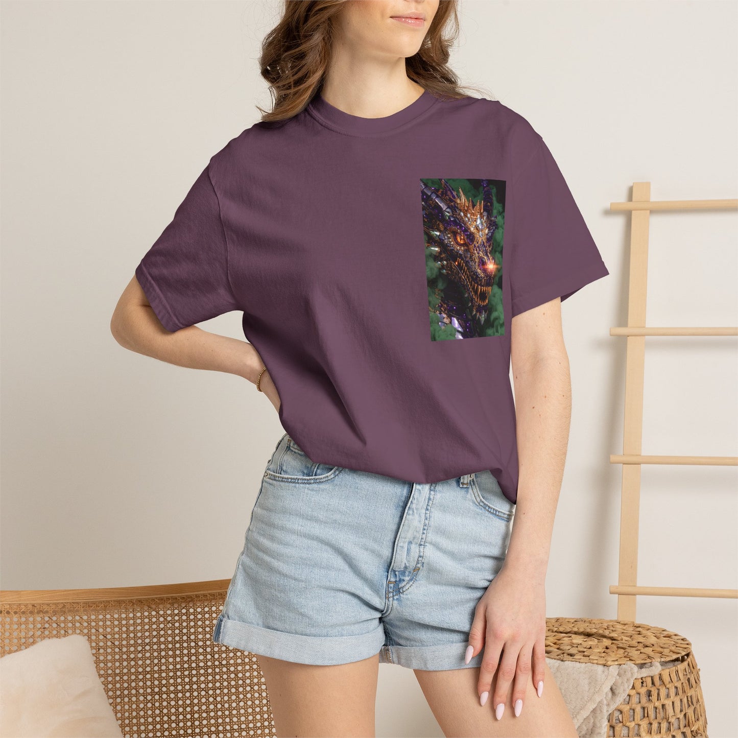 Dragon Pocket Graphic T‑Shirt — Fiery Fantasy Chest Print