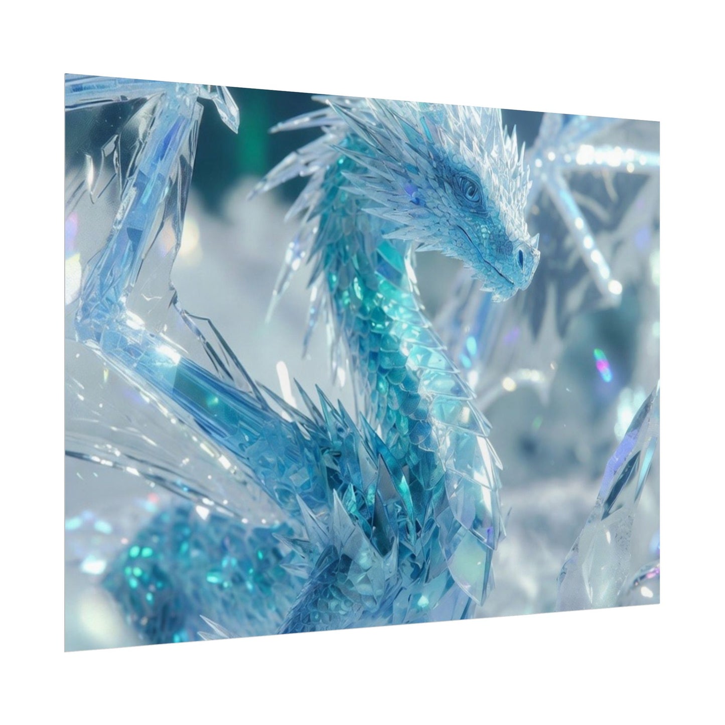 Ice Crystal Dragon Poster — Fantasy Aurora Wall Art (Rolled Poster)