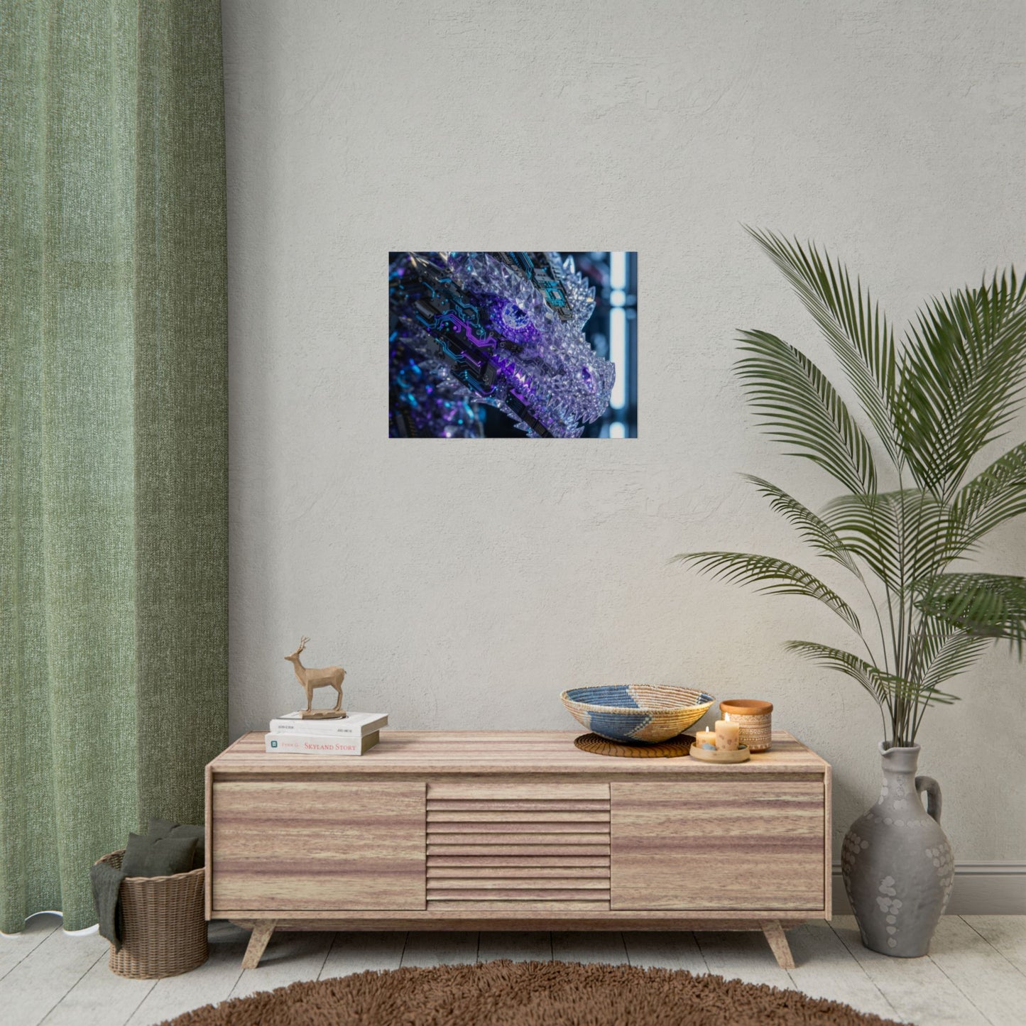 Rolled Poster — Cyber Crystal Dragon Art Print