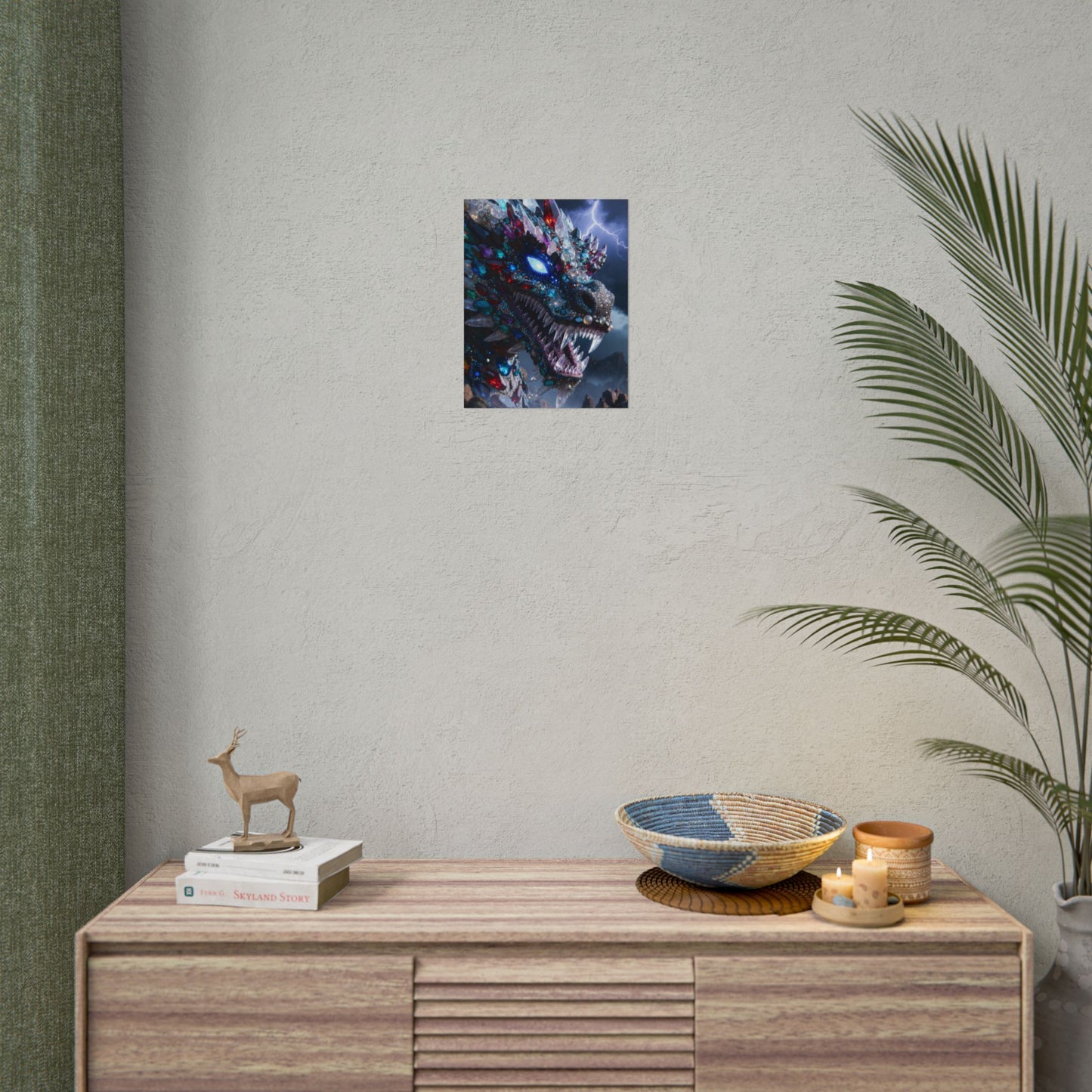 Dragon Crystal Poster — Fantasy Gem-Encrusted Dragon Wall Art (Rolled Poster)